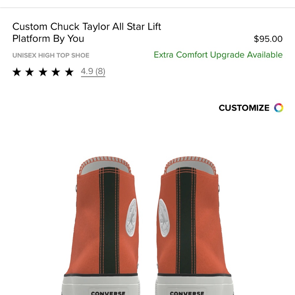 Converse Custom Orange and Black High Tops - Picture 4 of 8
